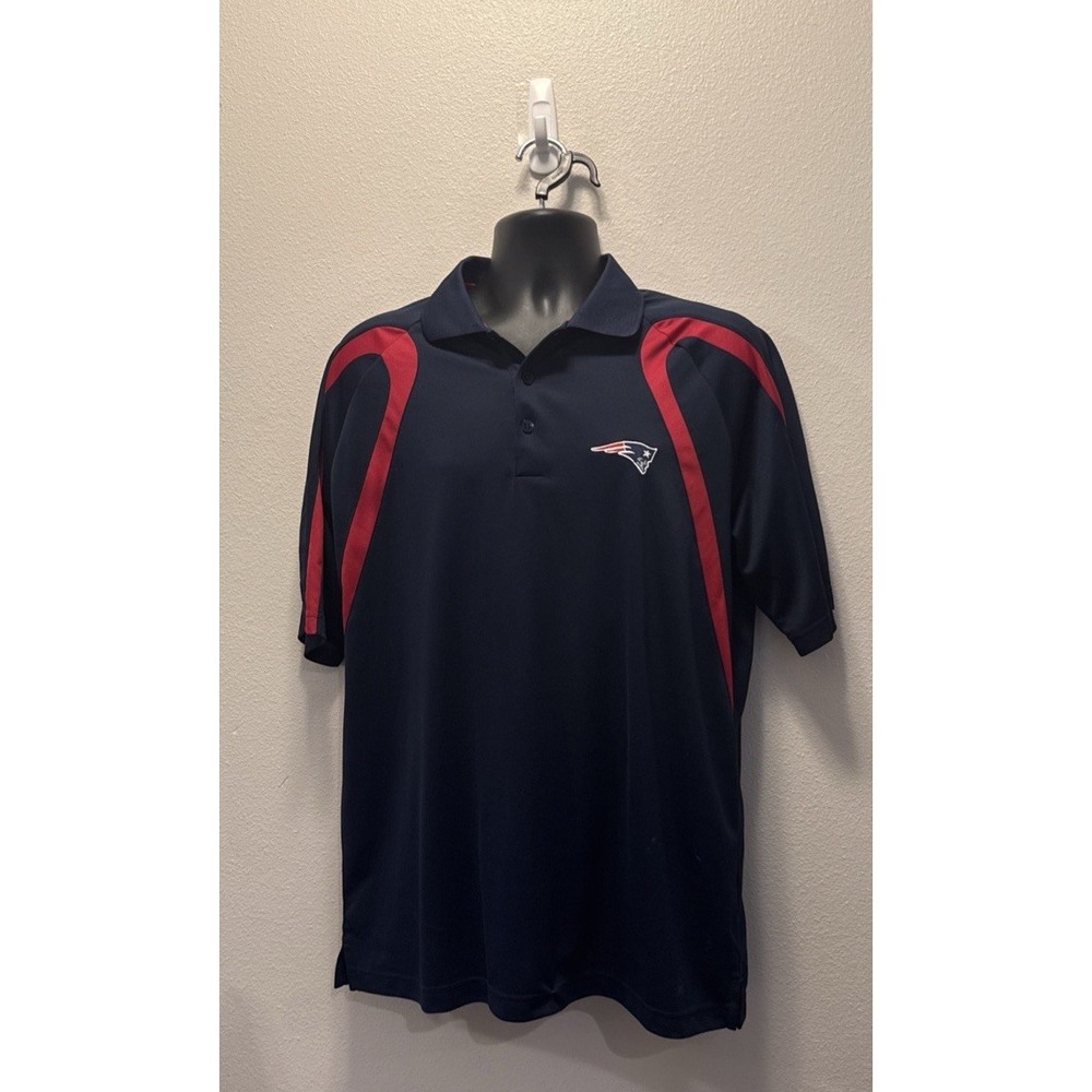 New England‎ Patriots Shirt Mens Sz Large Blue Polo NFL Football Golf Relaxed